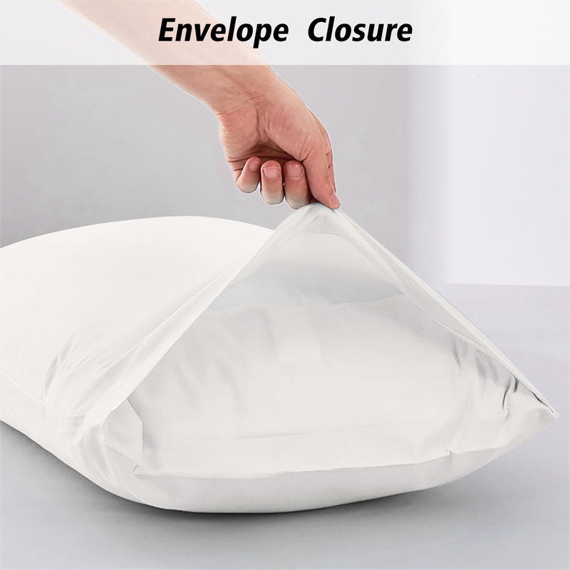 Lirex 2 Pack Pillow Cases,100% Cotton Breathable Pillowcases,20"X 26" Standard Size,White - Image 2